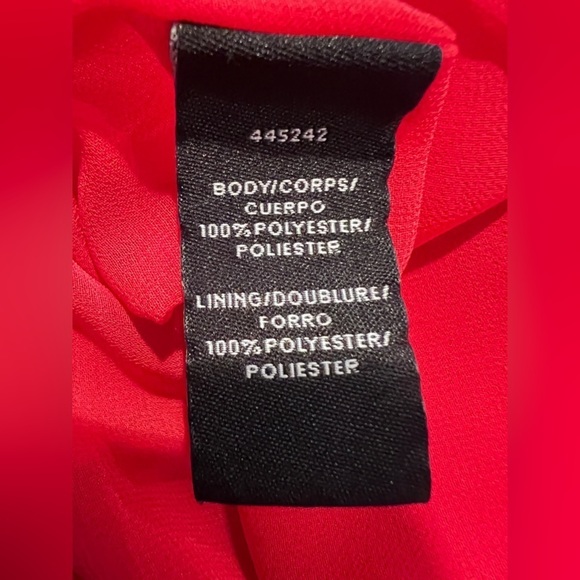 Monique Lhuillier Red Chiffon Ruffle Floral Flutter Sleeve Dress size 10 - Picture 12 of 15